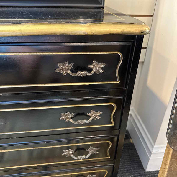 Black And Gold Four Drawer Chest