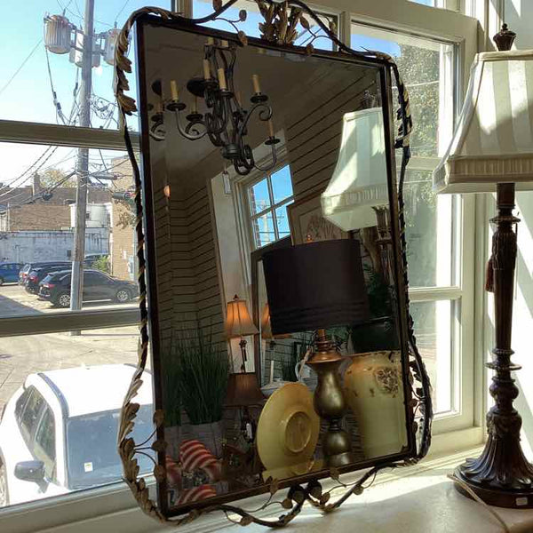 Black and Gold Iron Beveled Mirror