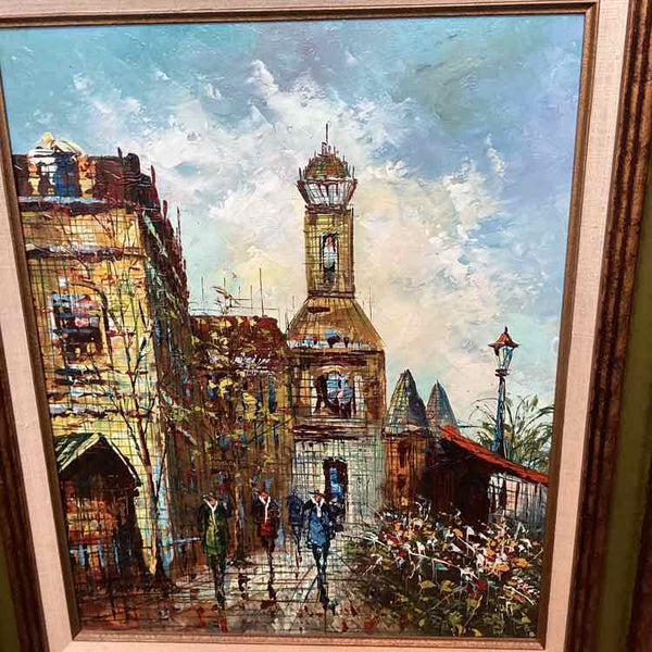 Signed Vintage European Street Scene