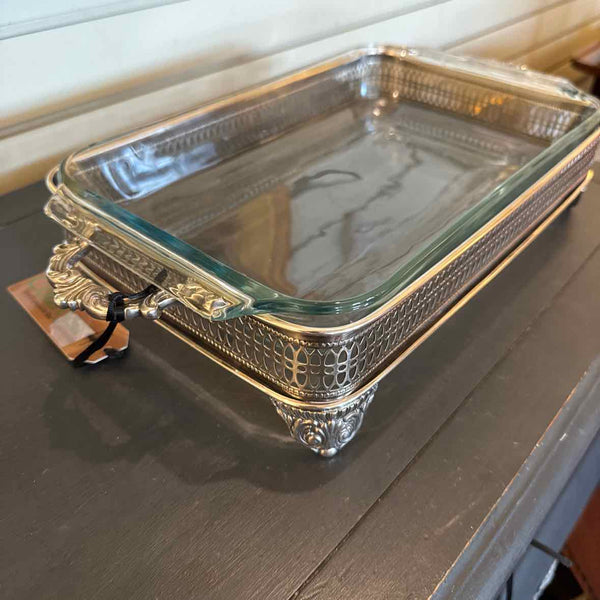 Silverplate & Glass Casserole Dish