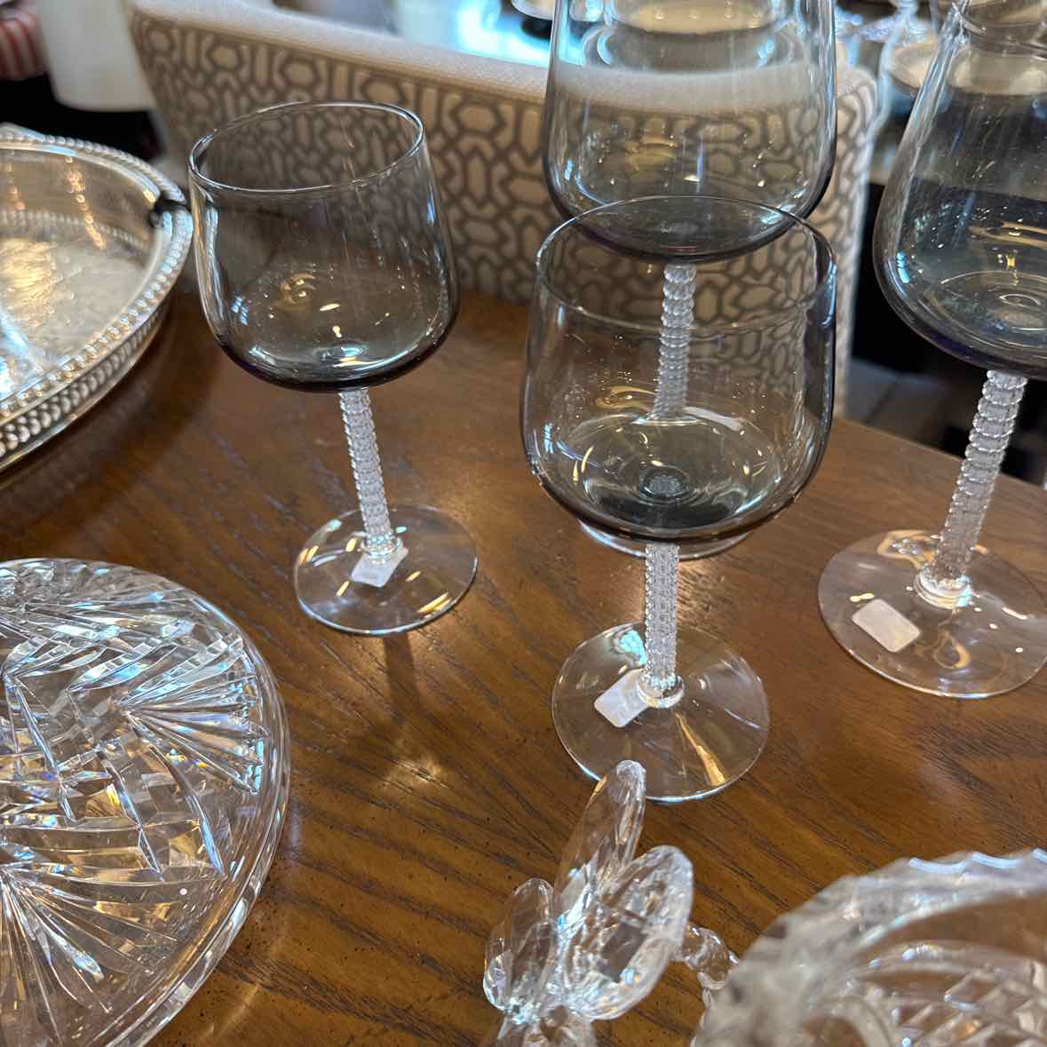 12 Fostoria Precedence Gray Smoke Apertif Glasses