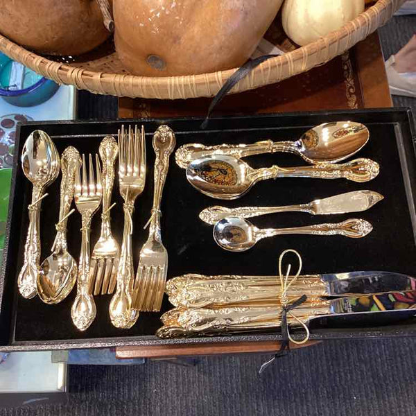 Fifty Piece Gold Plated Flatware
