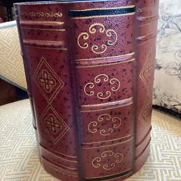Italian Red Leather Wastebasket