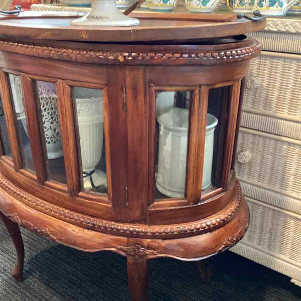 "As Is" Oval Fruitwood Table w/Tray