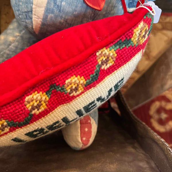 I Believe in Santa Claus Needlepoint Pillow
