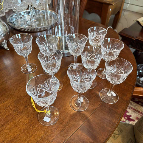 Set of 10 Gorham Crystal Wine Glasses with Short Stems