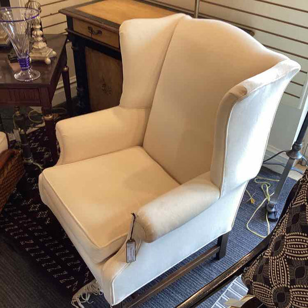 Ivory Chippendale Wing Back Chair