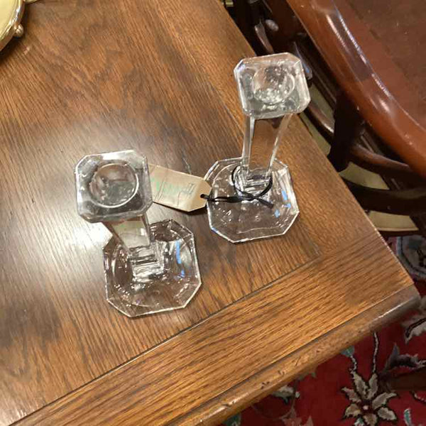 Pair Of Glass Candlesticks