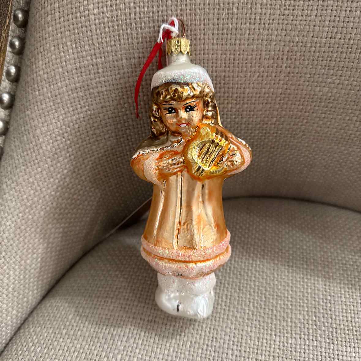 Radko Caroline Angel w/Harp Ornament