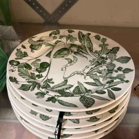 Set of 6 Crate & Barrel Green Vegetable Plates