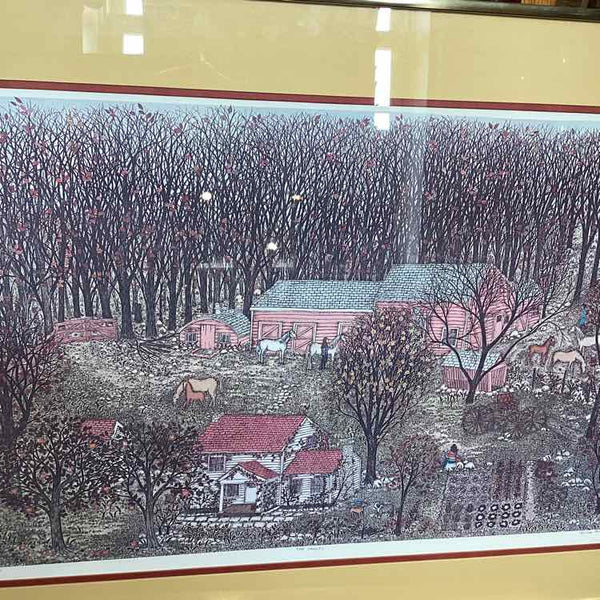 Cuca Romley "The Stables" Handcolored  Etching