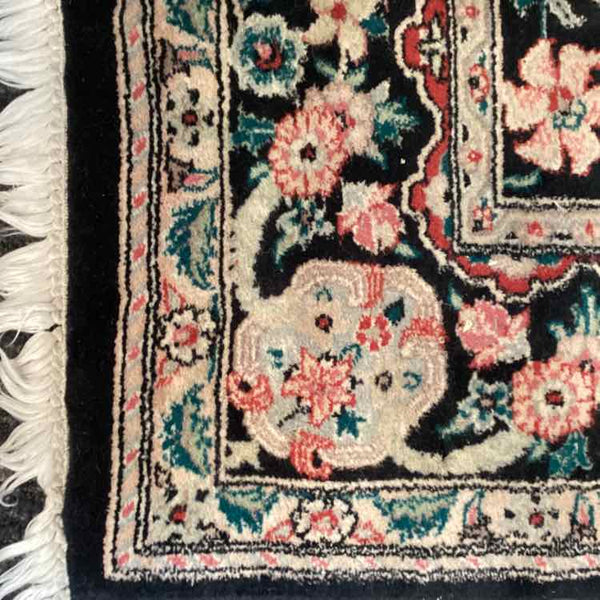Hand Knotted Black & Multi Colored Rug