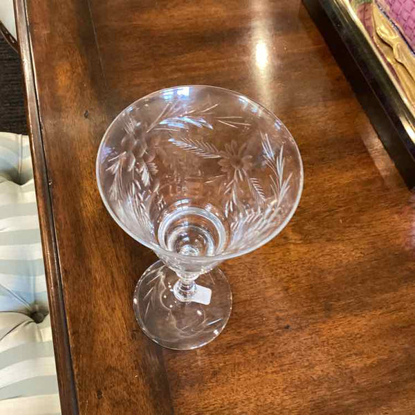 Ten Etched Crystal Wine Glasses