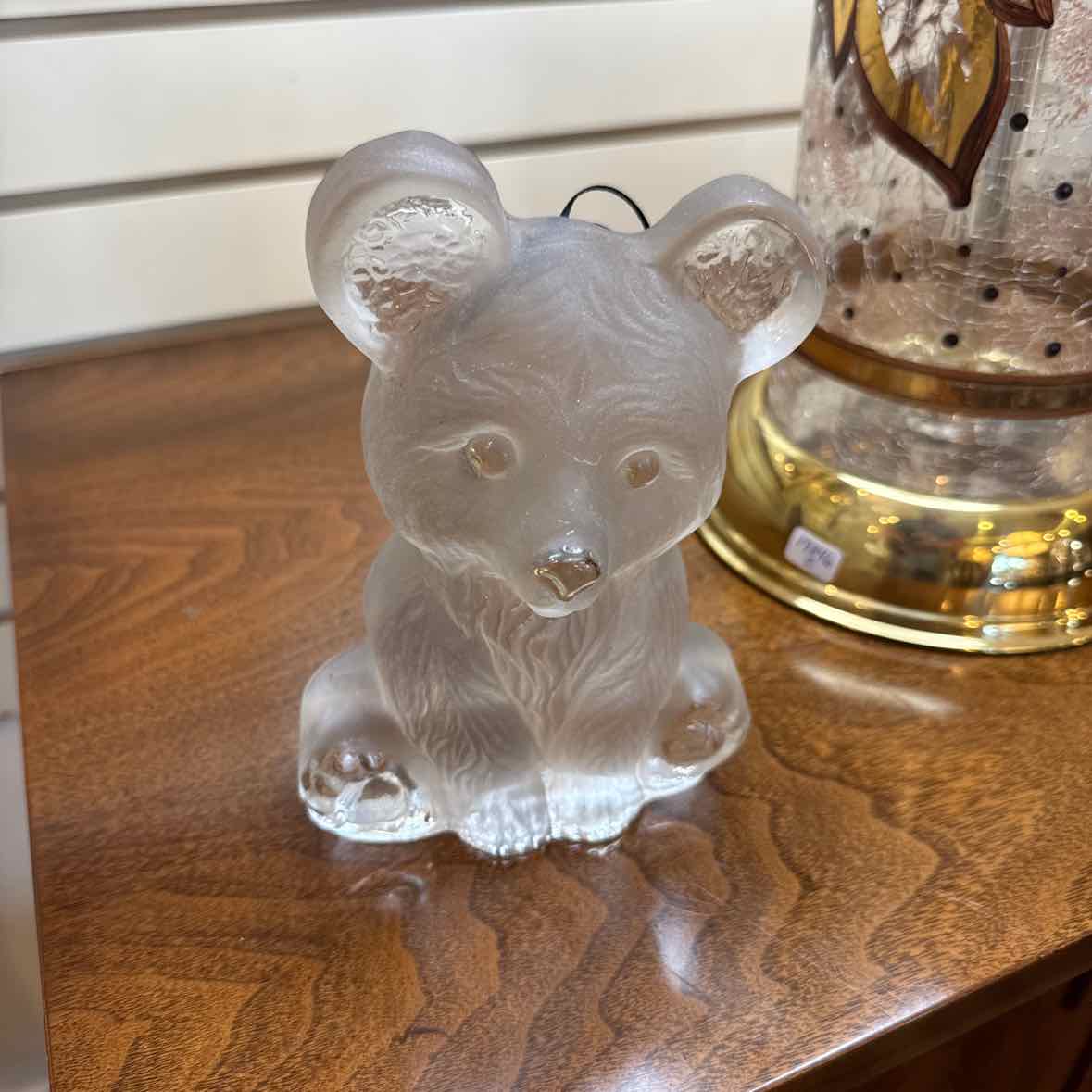 Vintage Viking Frosted Glass Teddy Bear