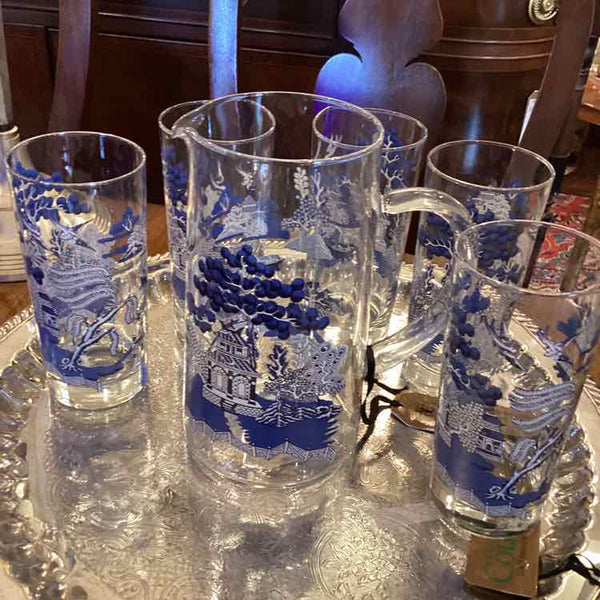 Johnson Bros. Pitcher And Eight Glasses