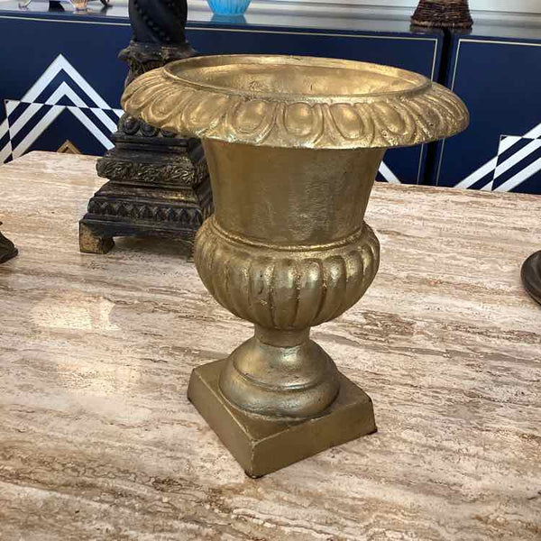 Gold Painted Metal Urn Planter