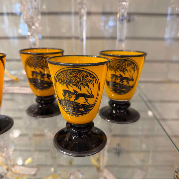 Set of 4 Antique Rockwell Glasses with Silver Overlay