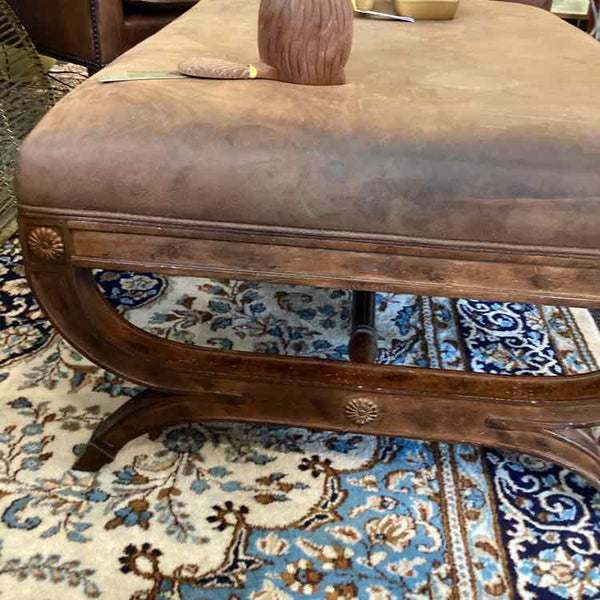 "As Is" Nubuck Leather Ottoman