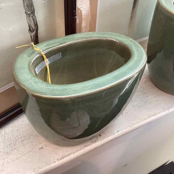 Oval Green Double Wall Vase
