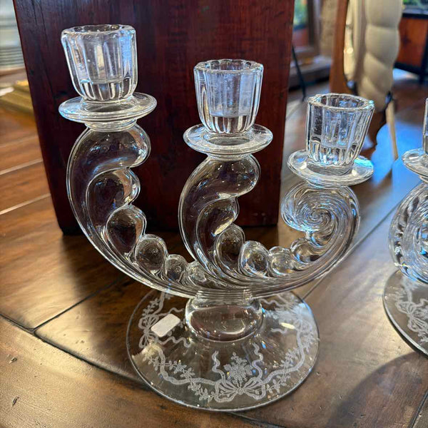 Pr. Triple Glass Candleholders