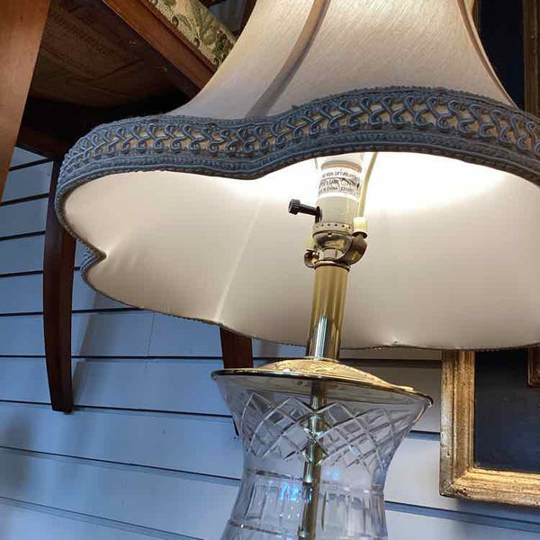 Pair of Cut Glass Lamps with Cream Shades