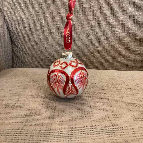 Waterford White & Red Ornament