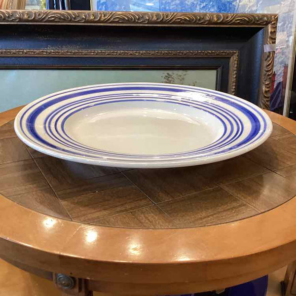"As Is" Round Blue And White Tray