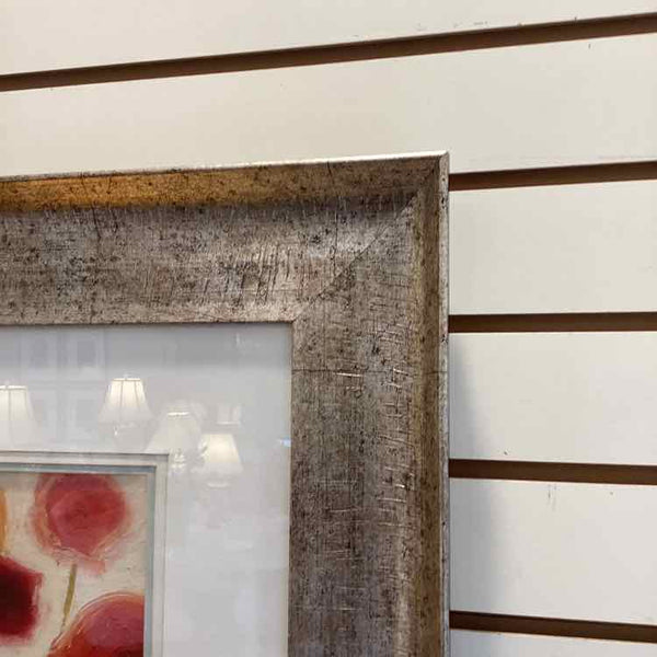 Large Poppy Print in Silver Wooden Frame