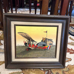 Bi Plane At Hangar Giclee