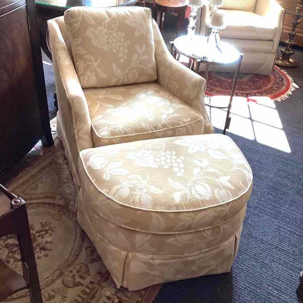 Jessica Charles Chair & Ottoman  -  Ivory
