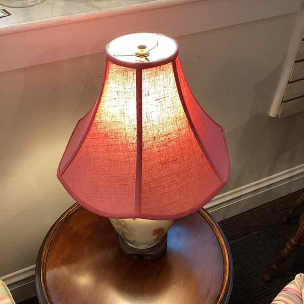 Floral Lamp with Pink Shade
