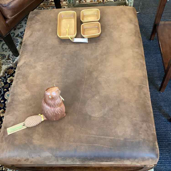 "As Is" Nubuck Leather Ottoman