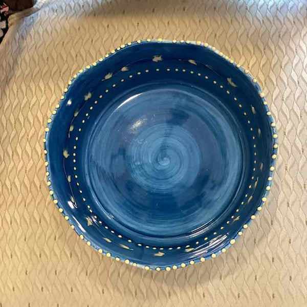 Blue and Yellow Scalloped Bowl