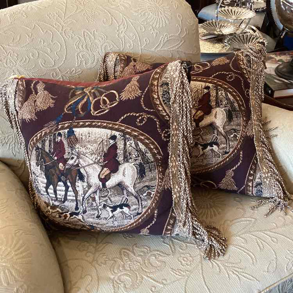 Pair Of Tapestry Equine Pillows