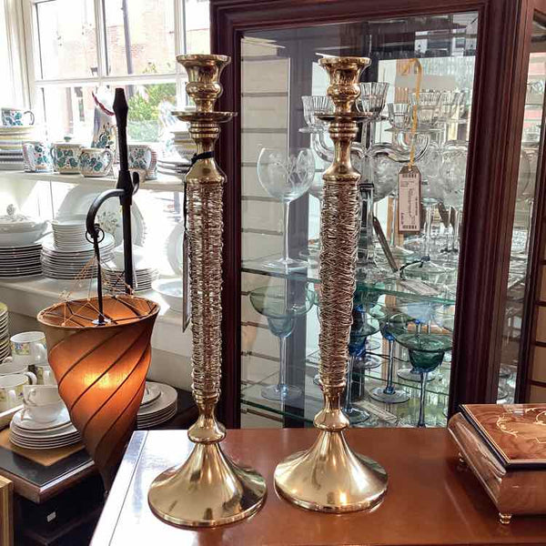 Pair of Gold Spun Taper Candleholders