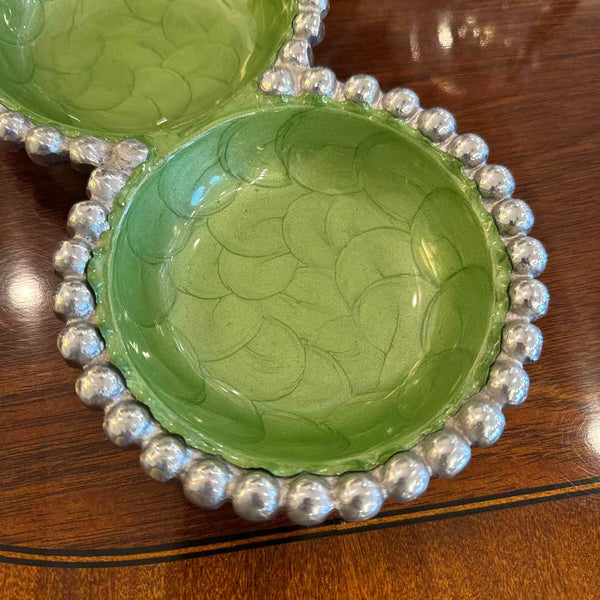 Green Enamel Three Section Tray