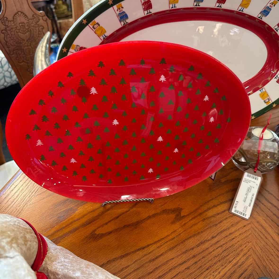 Oval Red w/Christmas Tree Platter