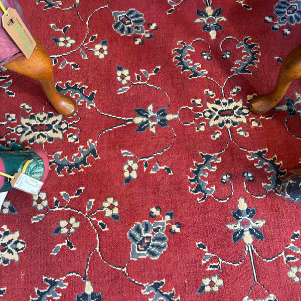 Blue/Red Leaf & Floral Print Rug