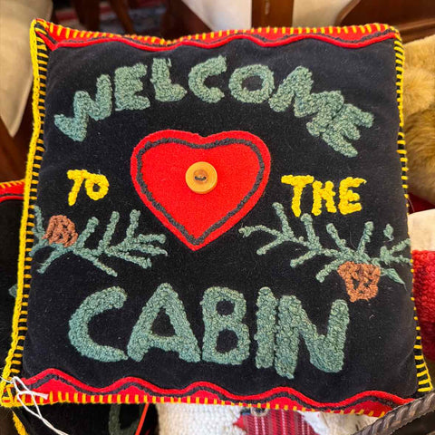 Cabin Pillow Black/Red (Heart) Whispering Pines