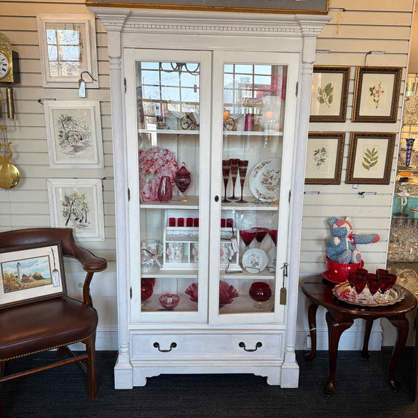 White Hutch with Glass Doors