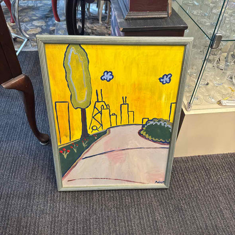 Sidewalk Scene Oil Painting
