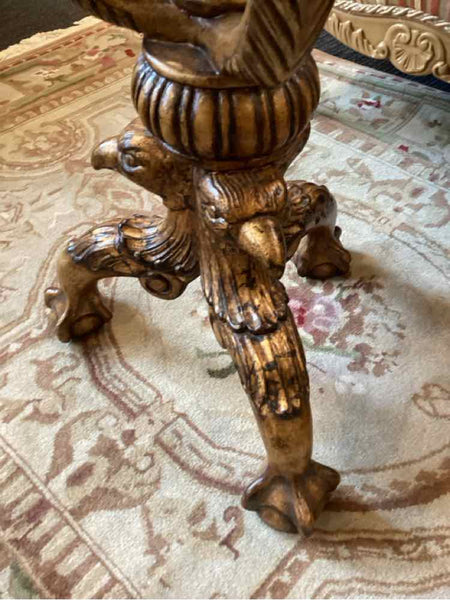 Leather Top Accent Table with Talon Legs