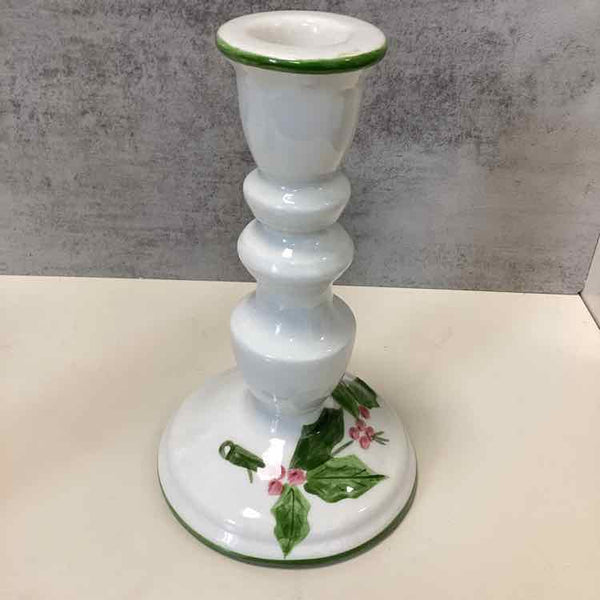 Hand-Painted Holly Candlesticks