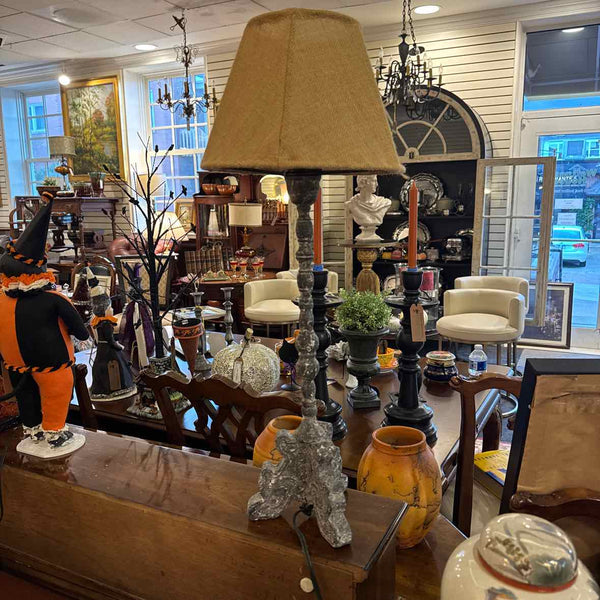 Pair Of Gray Candlestick Lamps