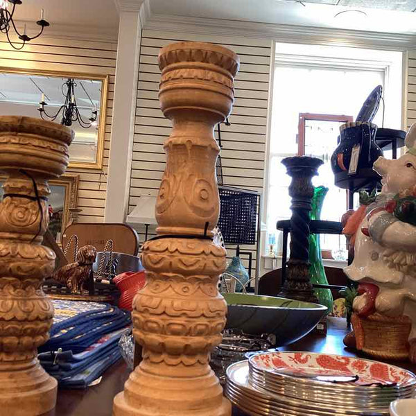Carved Wooden Candle Holder