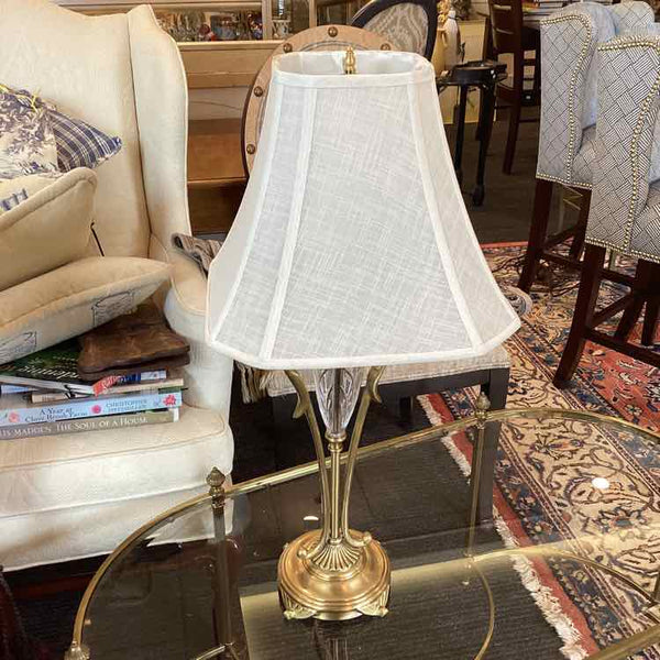 Pair Of Glass And Brass Lamps