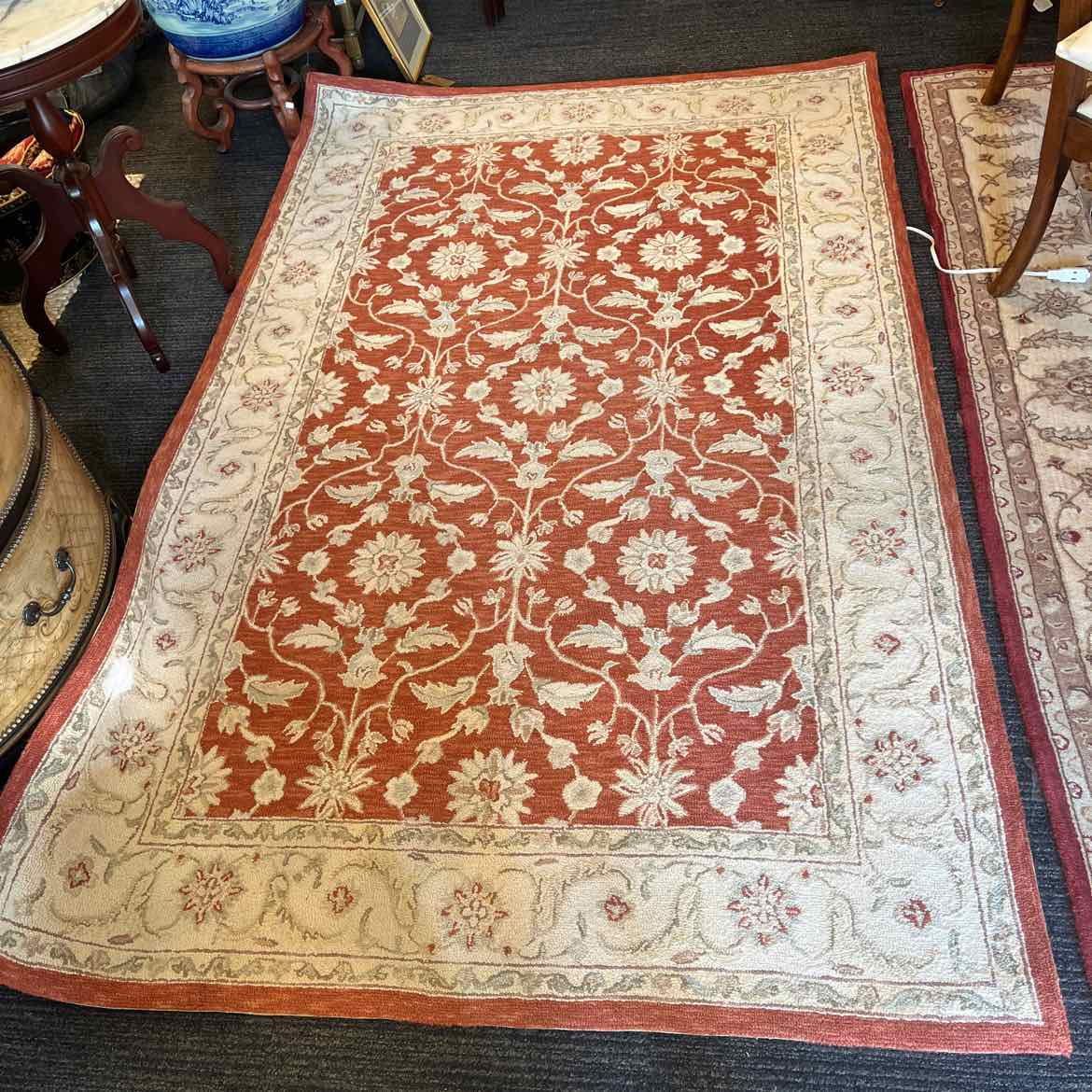 Rust And Cream Wool Tufted Rug