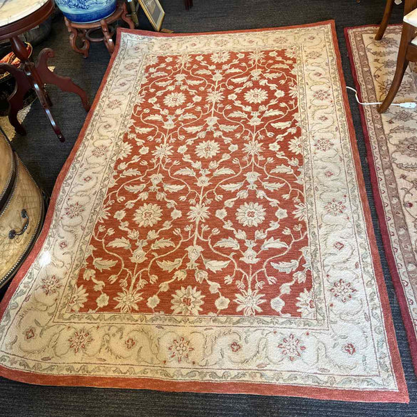 Rust And Cream Wool Tufted Rug
