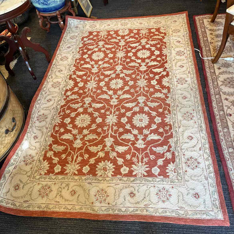 Rust And Cream Wool Tufted Rug