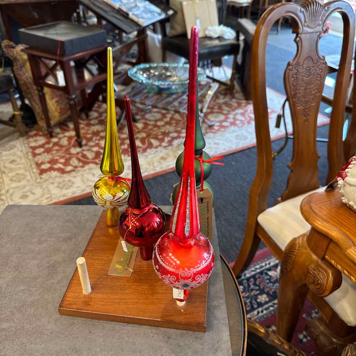 Red Glitter White Plastic Tree Topper